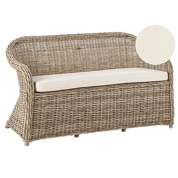 Beliani Gartensofa Naturfarben Weiss 69x150x87 günstig online kaufen