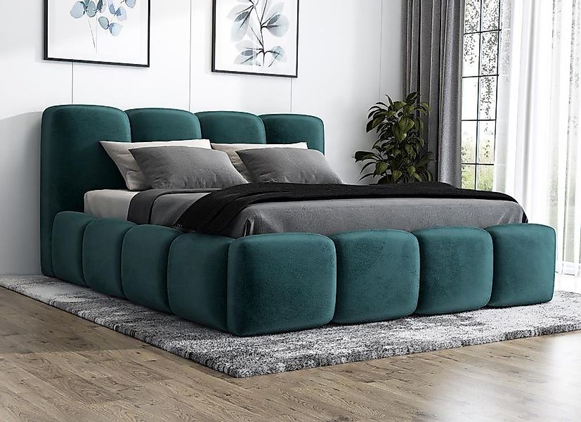 A&J MöbelLand GmbH Polsterbett DONA-OM mit Lattenrost und Bettkasten. (Bett günstig online kaufen