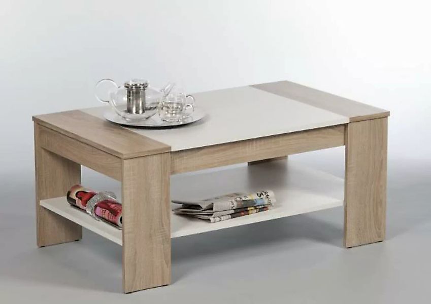 Stolkom Couchtisch "Finley mit Ablageboden, Eiche Sonoma Weiß, BxHxT 100x44 günstig online kaufen