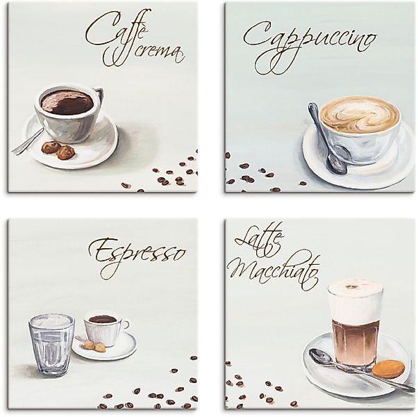 Artland Leinwandbild »Cappuccino Espresso Latte Macchiato« Getränke 4 Stk. günstig online kaufen