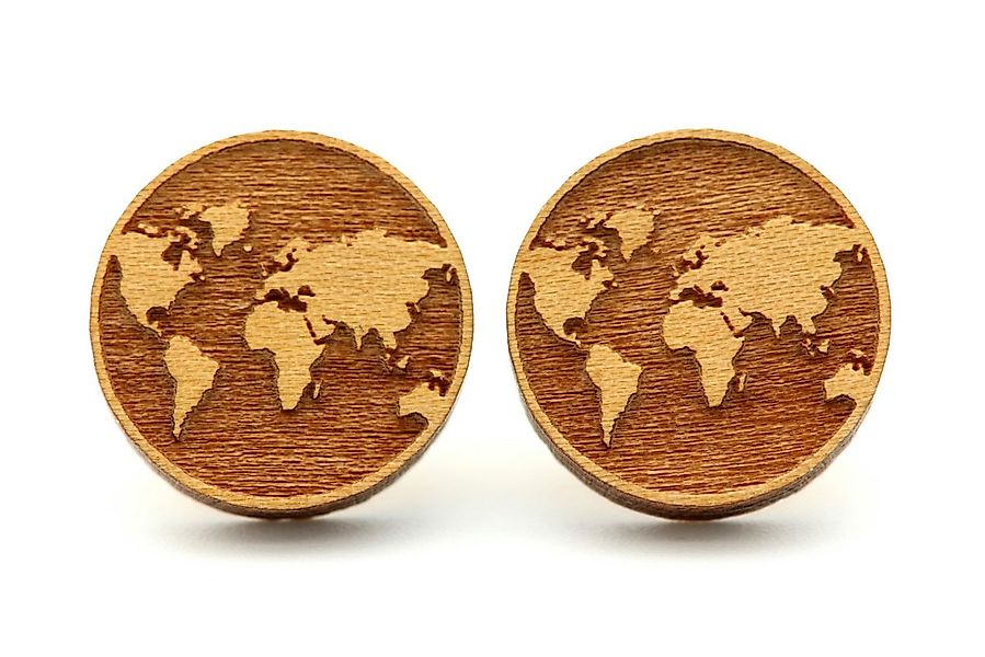 NaturSchatulle Paar Ohrstecker Weltkugel (Gravur Weltkugel, Erde, Holzohrri günstig online kaufen