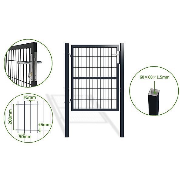Casanoov Gittertor 1M Grau Razo H 120Cm günstig online kaufen
