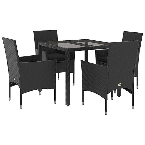 vidaXL 5-Tlg Garten-Essgruppe mit Kissen Schwarz Poly Rattan und Glas 32785 günstig online kaufen