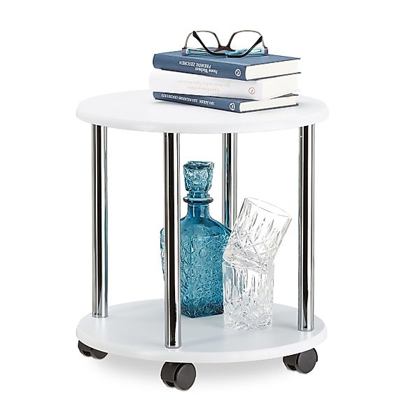 relaxdays Beistelltisch rollbar 2 Etage, rund günstig online kaufen