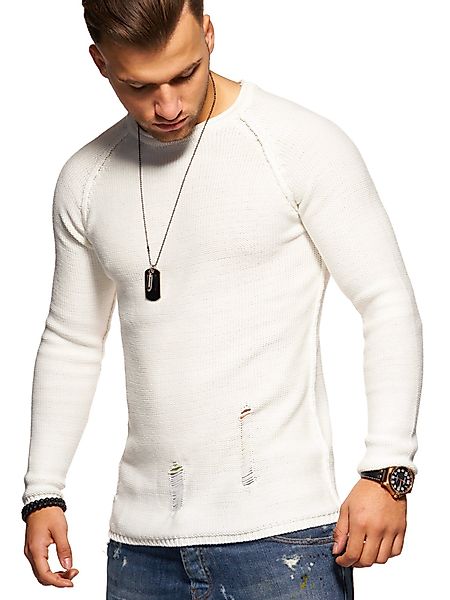 2Y Premium Strickpullover JOSCHUA mit Destroyed-Elementen günstig online kaufen
