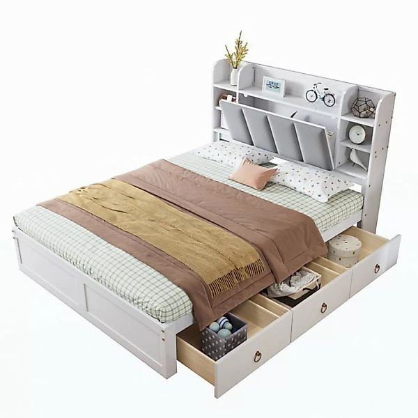 MODFU Stauraumbett Doppelbett Funktionsbett Kinderbett Holzbett (Offenes Re günstig online kaufen