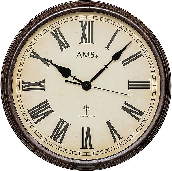 AMS Funkwanduhr F5977 (Quarz,Metall,Glas,Wohnzimmer,Esszimmer,Küche,Arbeits günstig online kaufen