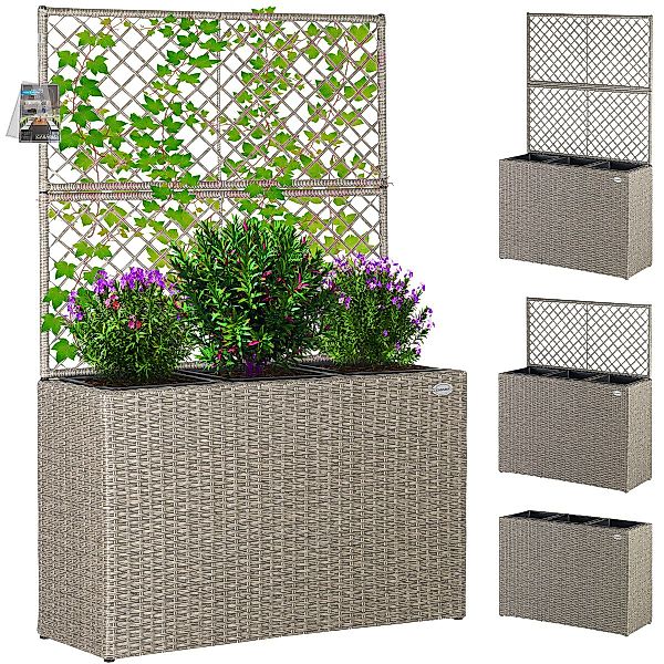Casaria Blumenkasten, Blumenkasten Rankgitter 3 Innentöpfe günstig online kaufen