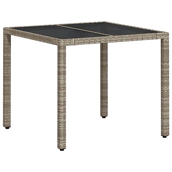 vidaXL Gartentisch mit Glasplatte Hellgrau 90x90x75 cm Poly Rattan 368122 günstig online kaufen
