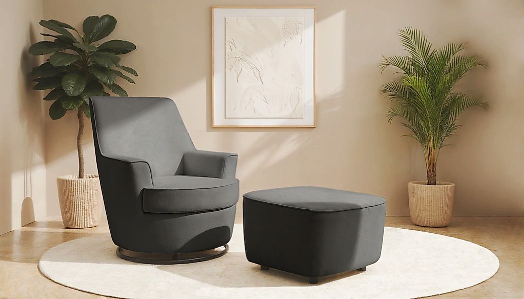Home affaire Drehsessel "HETTY, Drehsessel mit Wippfunktion und Hocker; Les günstig online kaufen