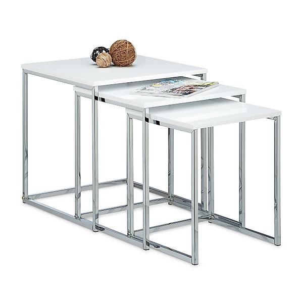 relaxdays Beistelltisch Beistelltische 3er Set Metallbeine, günstig online kaufen