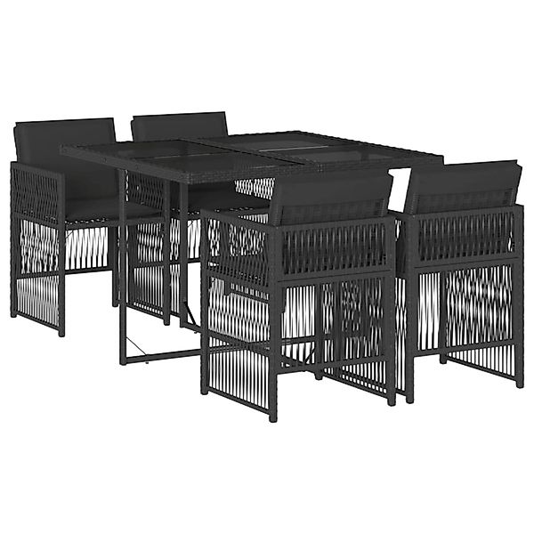 vidaXL 5-Tlg Garten-Essgruppe mit Kissen Schwarz Poly Rattan 3210895 günstig online kaufen