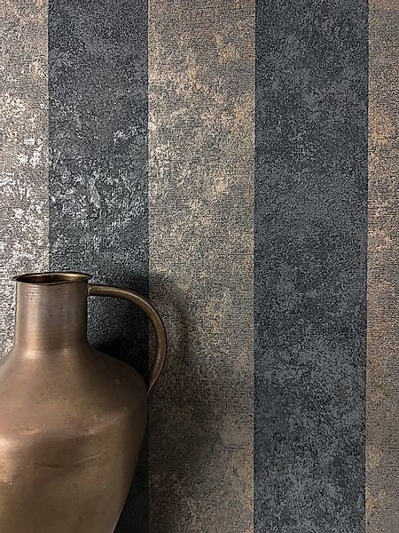 Newroom Vliestapete, Schwarz Tapete Modern Streifen - Metallic Glänzend Bra günstig online kaufen
