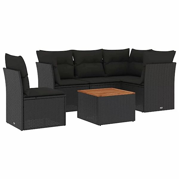 vidaXL 6-tlg Garten-Sofagarnitur mit Kissen Schwarz Poly Rattan Modell 81 günstig online kaufen