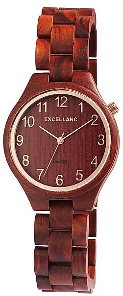 EXCELLANC Quarzuhr 1800236 Excellanc Damen Holzarmbanduhr mit Edelstahlfalt günstig online kaufen