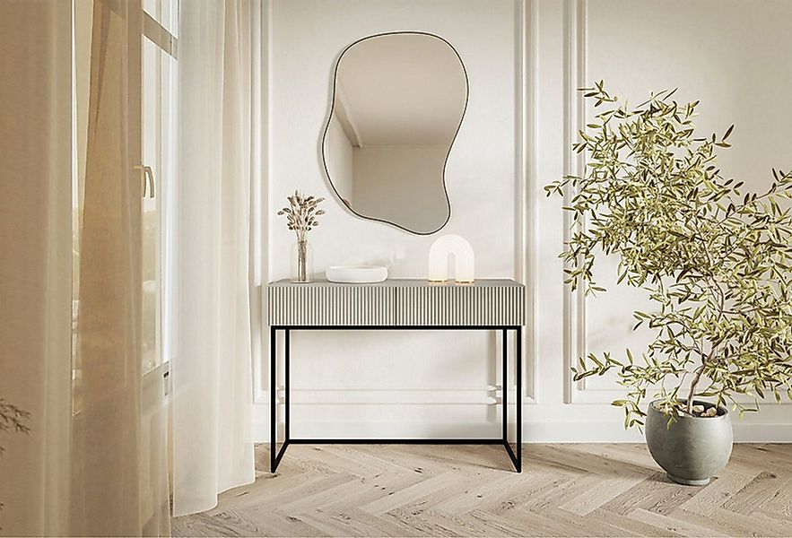 Selsey Schminktisch VELDIO, 2 Schubladen mit geriffelten Fronten, Metallges günstig online kaufen