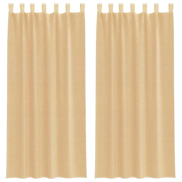 vidaXL Voile Vorhänge mit Stangentaschen 2 Stk Sandfarbe 4102218 günstig online kaufen