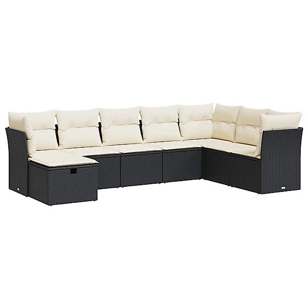 vidaXL 8-Tlg Garten-Sofagarnitur mit Kissen Schwarz Poly Rattan 3325332 günstig online kaufen