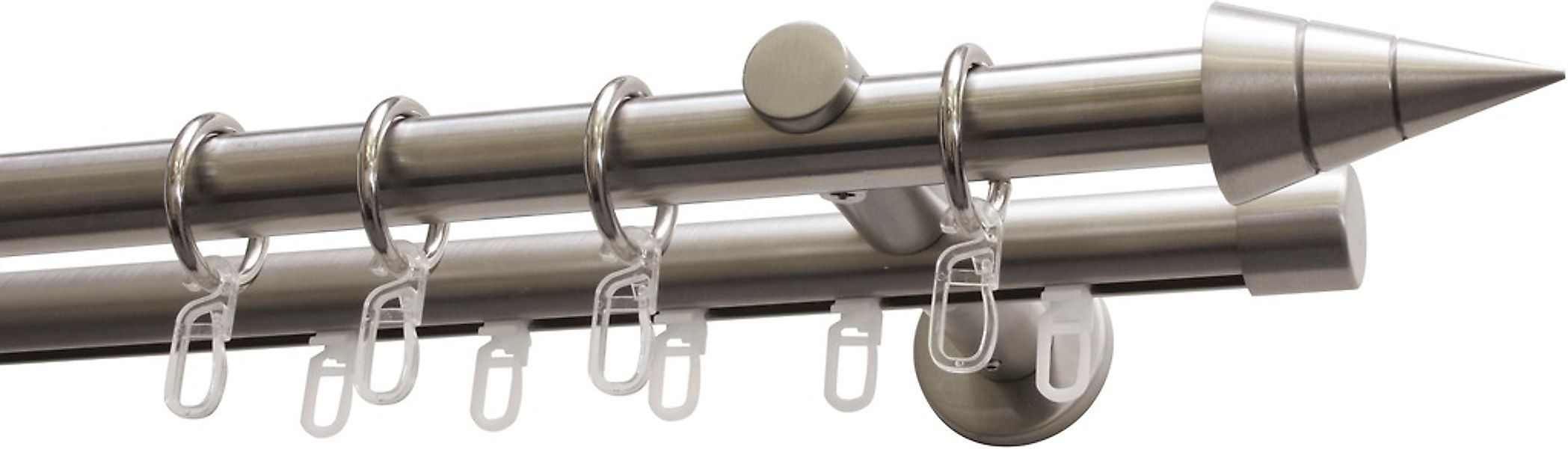 GARDINIA Gardinenstange "Set Kegel Metall" Ø 20 mm 2 läufig-läufig Fixmaß 2 günstig online kaufen
