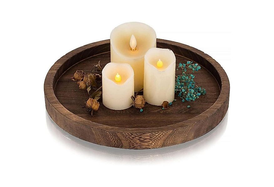 LuxusKollektion Kerzentablett Holztablett Rund Deko 30cm Kerzentablett Land günstig online kaufen