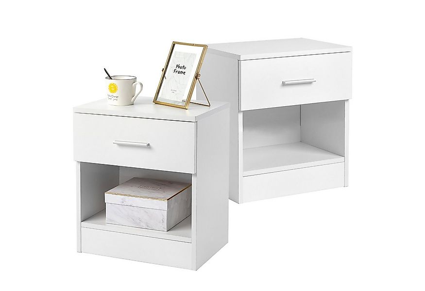 VINGLI Nachttisch Kleiner Beistelltisch Weiß, Nachtschrank mit Schubladen, günstig online kaufen