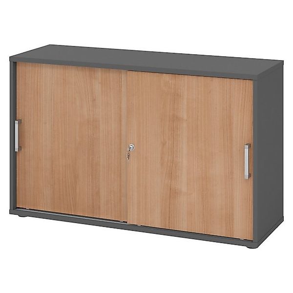 bümö Aktenschrank office Schiebetürenschrank Dekor: Graphit/Nussbaum - Grif günstig online kaufen