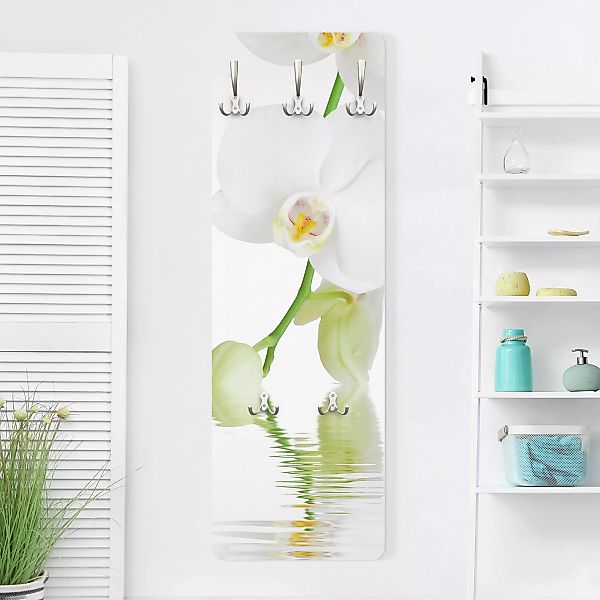 Wandgarderobe Holzpaneel Wellness Orchidee - Weiße Orchidee günstig online kaufen