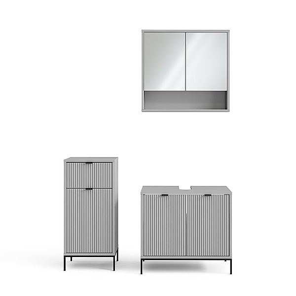 Vicco Badmöbel-Set Eliza, Grau, 3 Teile, günstig online kaufen