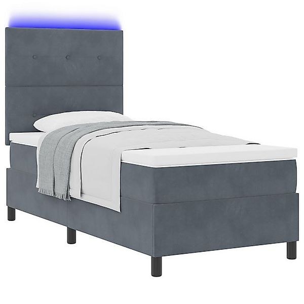 vidaXL Bett Boxspringbett mit Matratze & LED Dunkelgrau 90x190 cm Samt (1-t günstig online kaufen