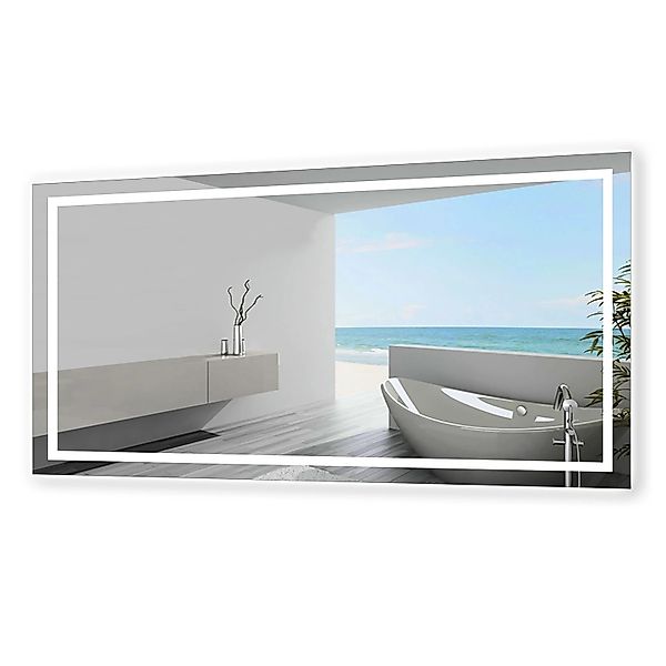 Aica Sanitär Badspiegel 140x80 cm Spiegel mit LED Beleuchtung Dreh-Knopf-Wa günstig online kaufen