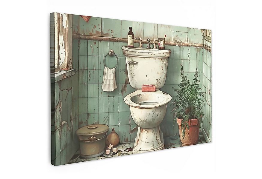 OneMillionCanvasses® Leinwandbild Weinlese - Toilette - Illustration, Fotod günstig online kaufen