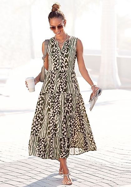 LASCANA Maxikleid mit Animalprint und Knopfleiste, günstig online kaufen