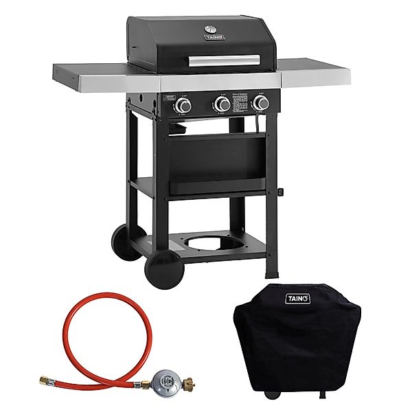 Taino Wabaya 3+0 Gasgrill Grillwagen 3 Brenner Sear-Burner Schwarz Matt Mit günstig online kaufen