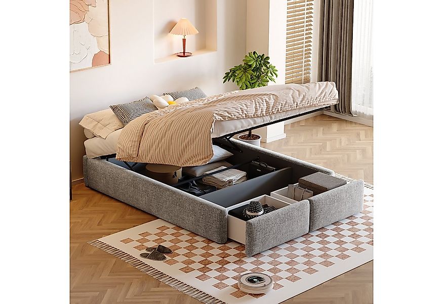 Flieks Polsterbett, Hydraulisches Doppelbett 140x200cm 2 Schubladen ohne Ko günstig online kaufen