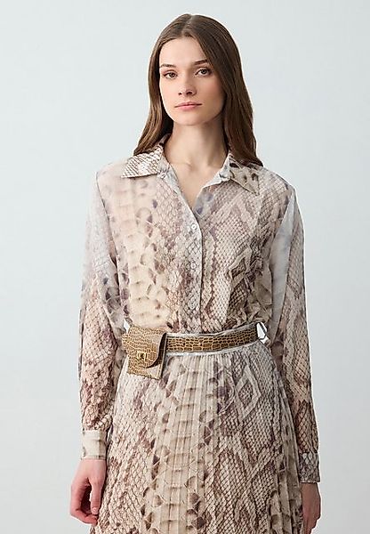 Jimmy Key Shirtbluse Losse pasvorm overhemdkraag geweven stenen overhemd günstig online kaufen