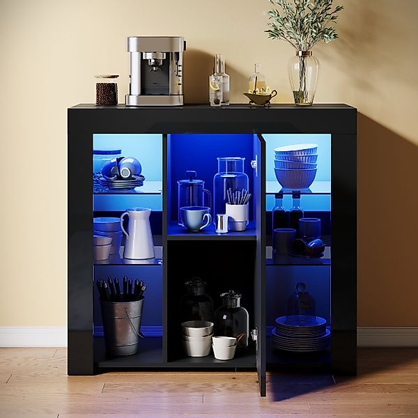 SONNI Sideboard mit LED Beleuchtung 90x35x83cm günstig online kaufen