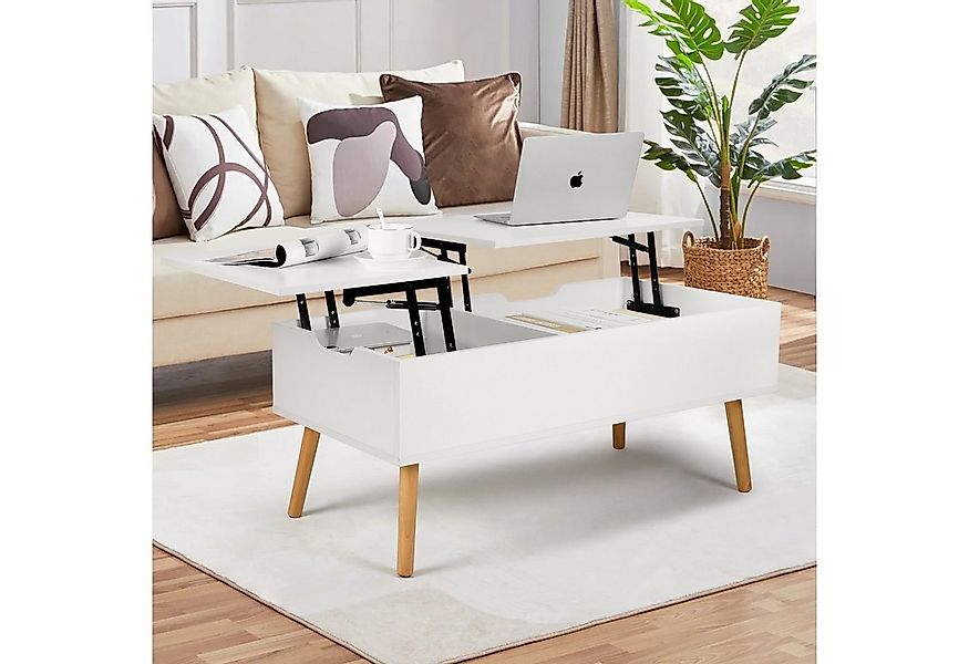 VOWNER Couchtisch Höhenverstellbarer, Versenkbarer, Wohnzimmertisch, Weiß günstig online kaufen