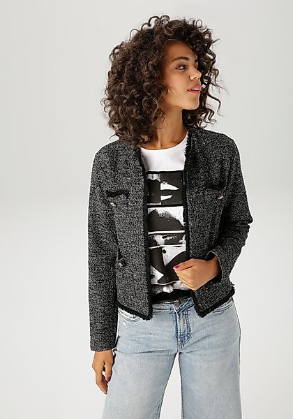 Aniston CASUAL Kurzblazer aus meliertem Bouclé-Jacquard günstig online kaufen