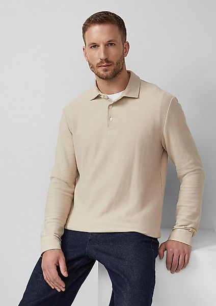 s.Oliver Langarmshirt Polo-Shirt Weiches Langarm-Poloshirt aus strukturiert günstig online kaufen