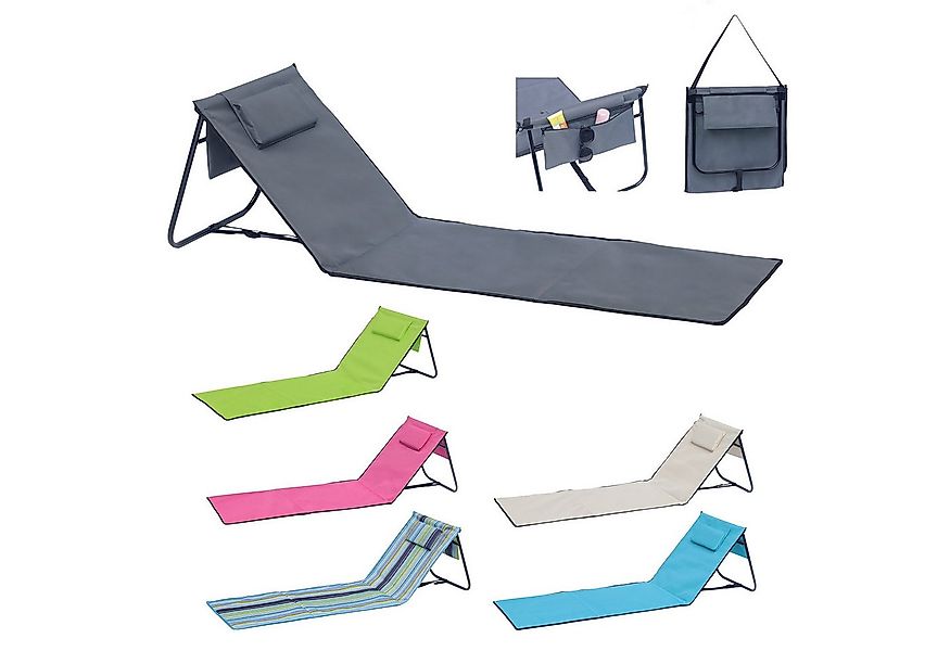 Mojawo Doppelliege Strandliege Strandmatte Rückenlehne Kissen faltbar L152x günstig online kaufen