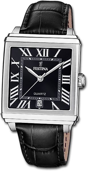 Festina Quarzuhr Festina Herrenuhr Leder schwarz, günstig online kaufen