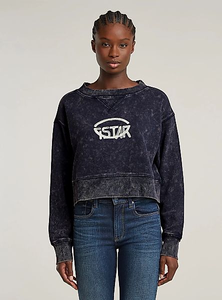 G-STAR Longpullover "Overdyed Cropped Logo Loose Sweatshirt" günstig online kaufen