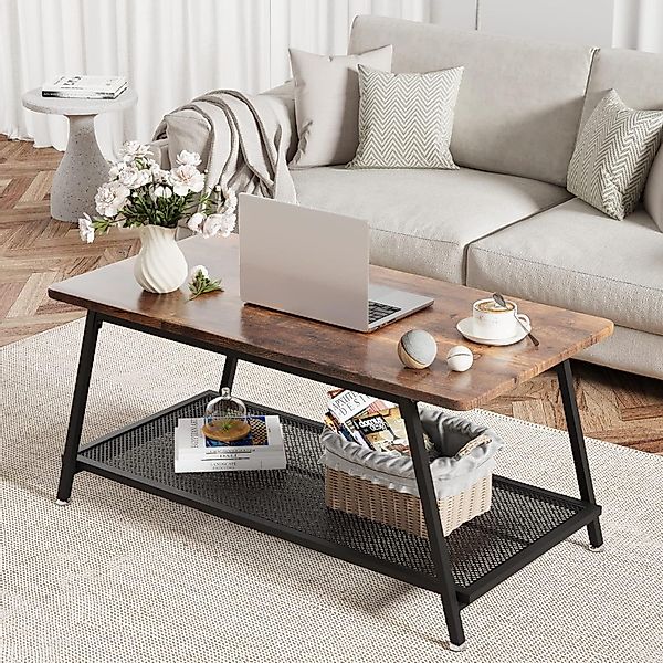 GarveeMore Couchtisch Wohnzimmertisch mit 2 Ebenen, günstig online kaufen