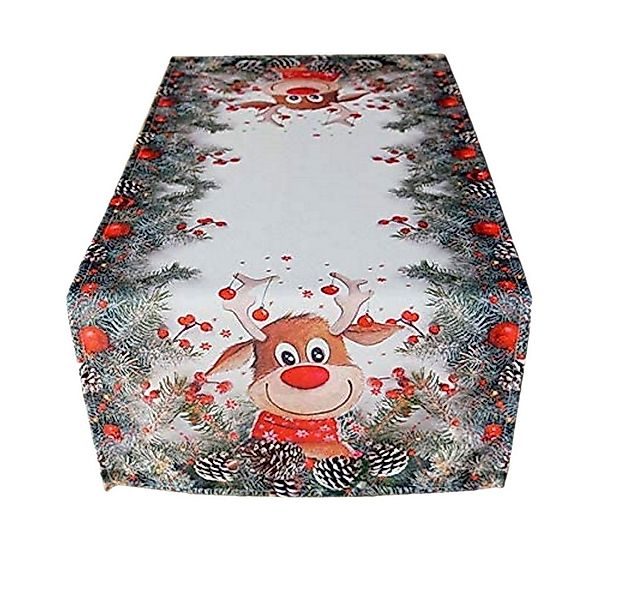 texpot Tischdecke Tischläufer Elch mit roter Nase Tischdecke Weihnachten (1 günstig online kaufen