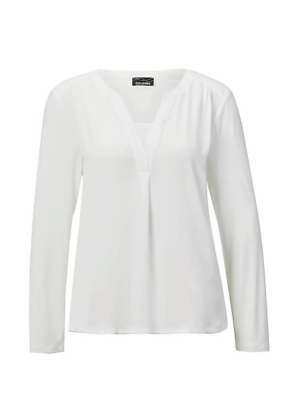 GOLDNER Kurzarmbluse "Kurzgröße Elegantes Chiffonshirt, Jersey-Details" Sch günstig online kaufen
