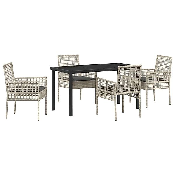 vidaXL 5-Teiliges Garten-Essgruppen-Set mit Kissen Hellgrau Poly Rattan 337 günstig online kaufen