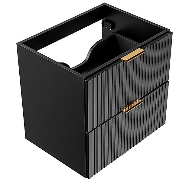 Lomadox Waschbeckenschrank ADELAIDE-56-BLACK schwarz mit gerilllter Front 6 günstig online kaufen