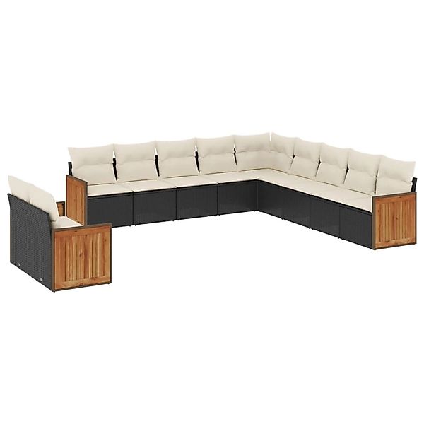 vidaXL 11-Tlg Garten-Sofagarnitur mit Kissen Schwarz Poly Rattan 3260208 günstig online kaufen