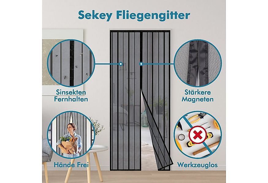 Sekey Insektenschutz-Tür Fliegengitter für Balkontür Schwarz, magnetisch, o günstig online kaufen