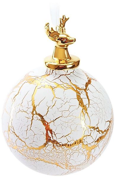 BRUBAKER Weihnachtsbaumkugel Premium Weihnachtskugel Hirsch auf Marmor Kuge günstig online kaufen